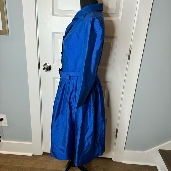 Makola Atelier Made in Italy 100% Silk Designer Blue Shirt Dress - Picture 2 of 8